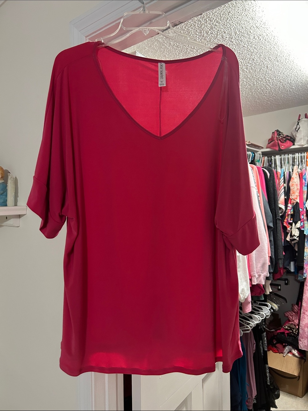 Pink Lightweight V-Neck Tunic Top Relaxed Fit — GENTLY USED!